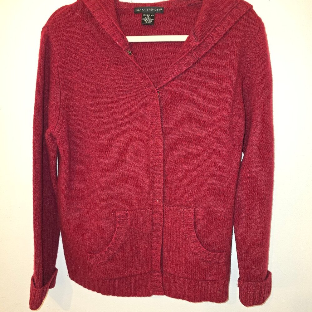 Sarah Spencer Size Medium Lambswool Red Hoodie